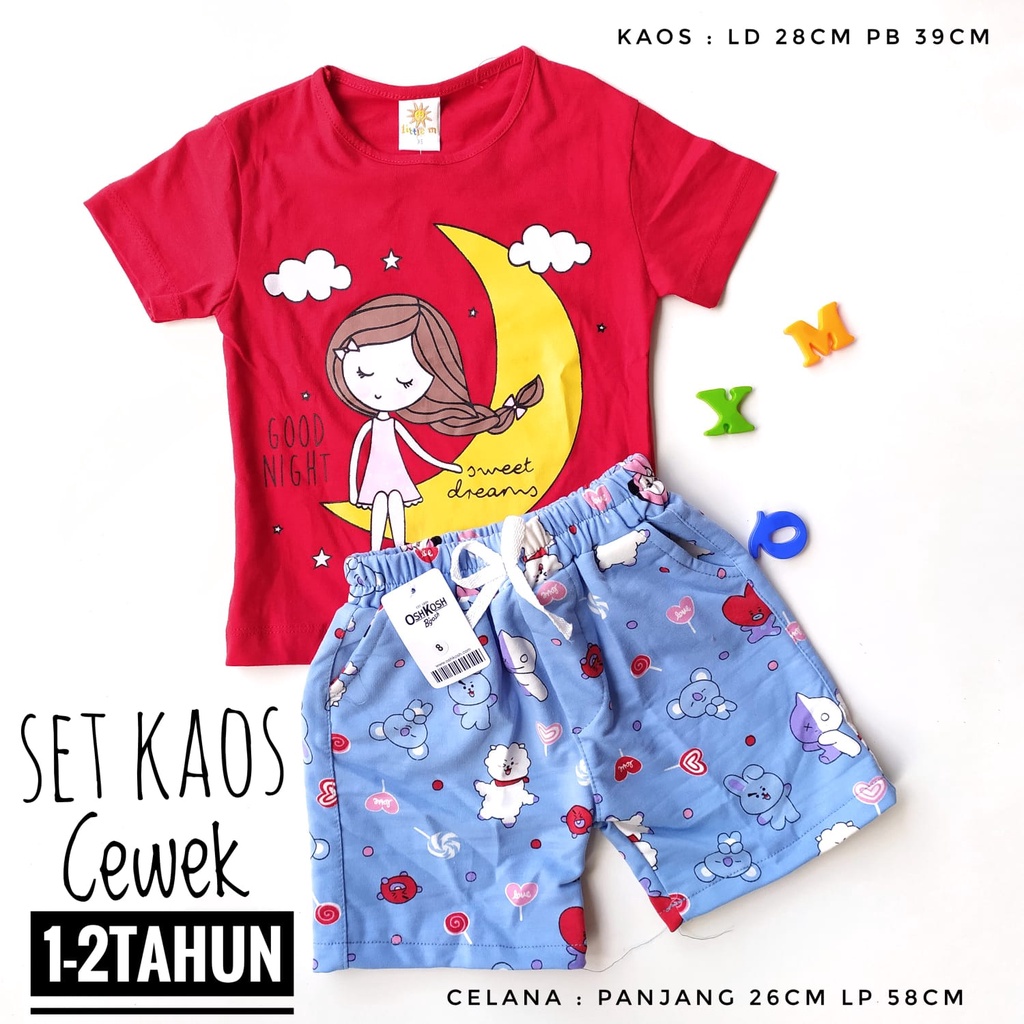 Setelan Kaos + Celana Anak Perempuan 1 - 4 Tahun PROMO!