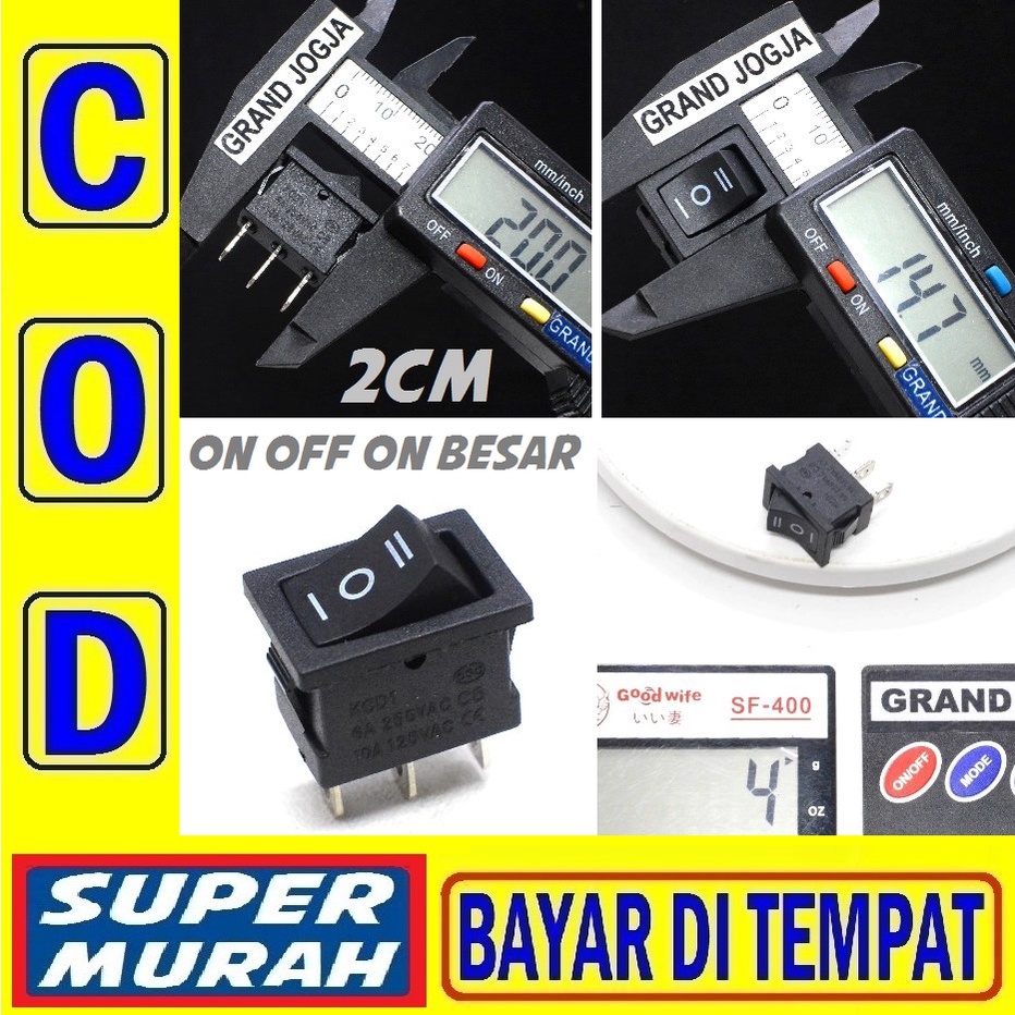 RAK 3A SAKLAR ON OFF ON TANGGUNG 3 pin Besar Tombol Lampu Led Motor Mobil Elektro Universal 3 Pin Ka