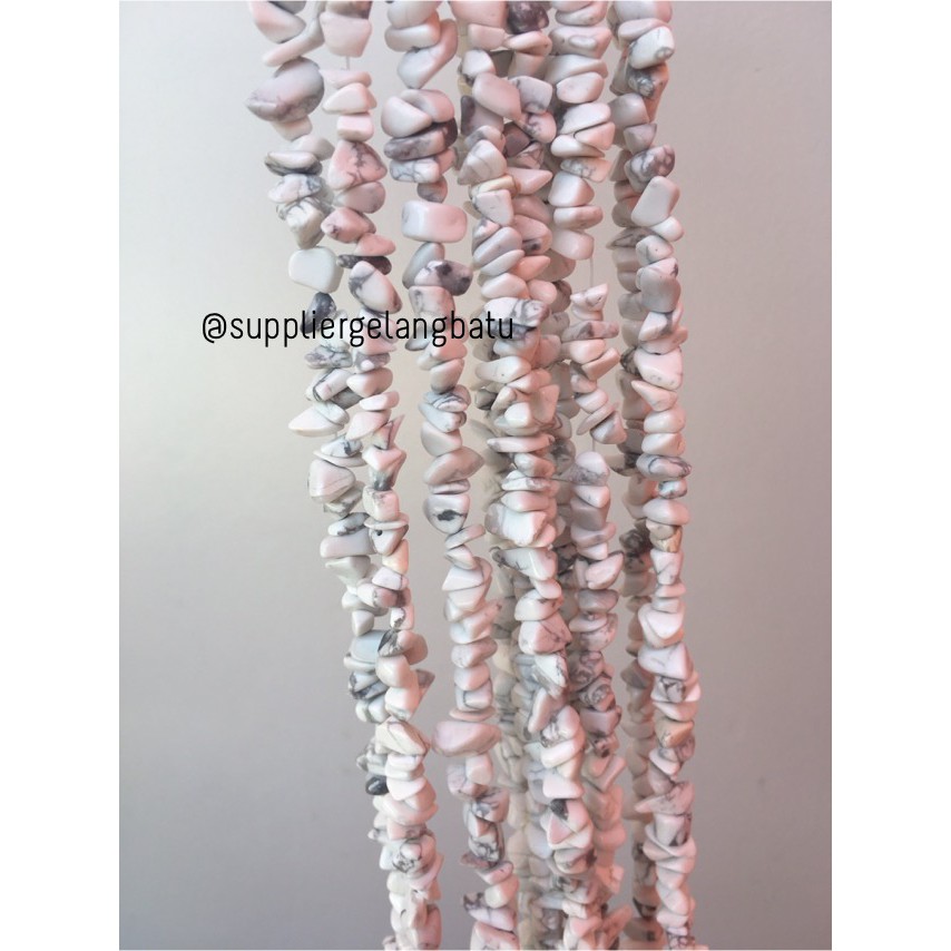 kerikil Batu alam white howlite pirus putih 1cm phyrus premium strand aksesoris bahan craft fashion