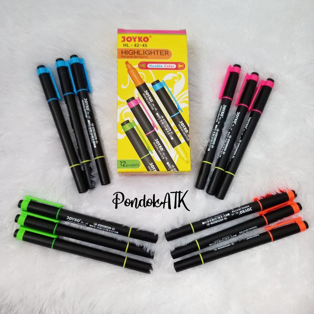 

Joyko Highlighter Double Color Penanda Berwarna 2 Warna 1 Pak Highlighter Joyko HL-42 - 45 dua sisi