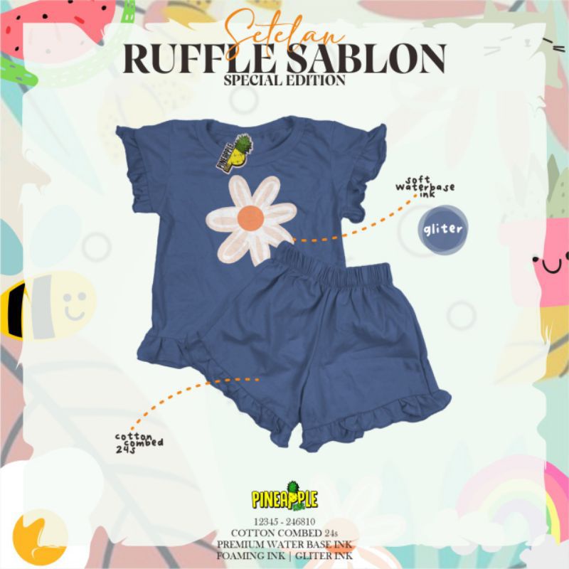 SETELAN RUFFLE SABLON PINEAPPLE