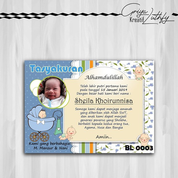 

Kartu Tasyakuran Kelahiran - Aqiqah - Selapanan BL 0003