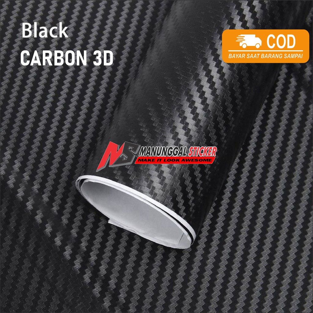 Sticker 3D Karbon Hitam - Tahan Air, Panas, dan Mudah Dipasang