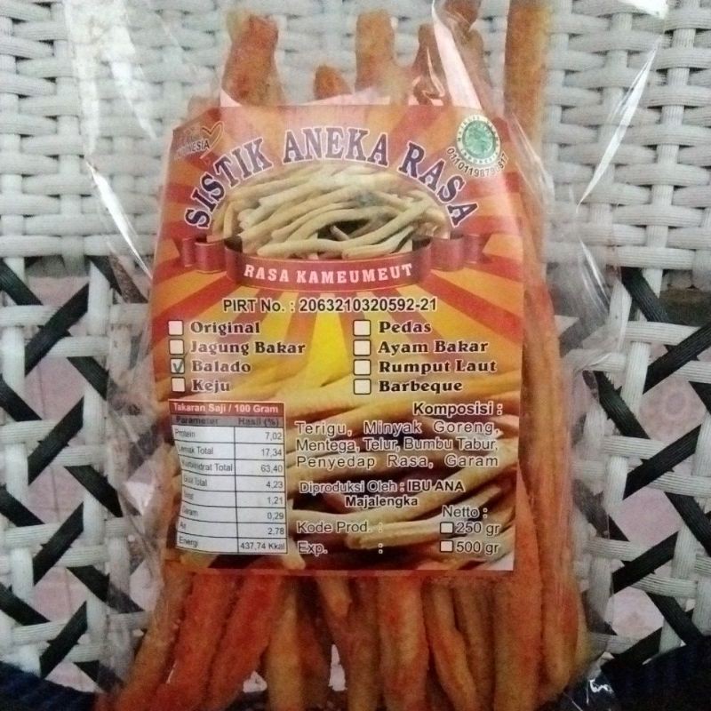 

sistik rasa balado pedas manis