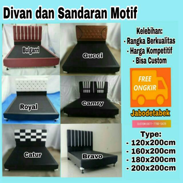 Divan sandaran bermotif 120x200cm