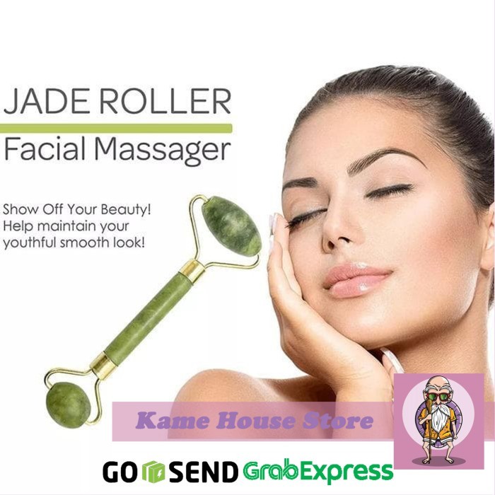 Jade Roller Batu Giok Alat Pijat 2 Sisi Anti Aging Facial
