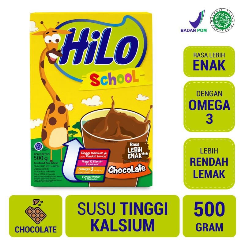 Hilo School Chocolate 500gr- Susu Tinggi Kalsium Rendah Lemak