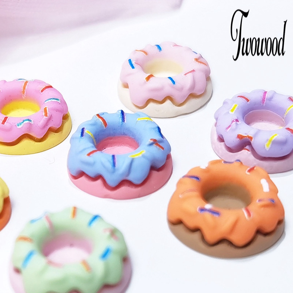 20 Pcs Aksesoris Kuku Bentuk Donat 3D Bahan Resin Untuk Perempuan