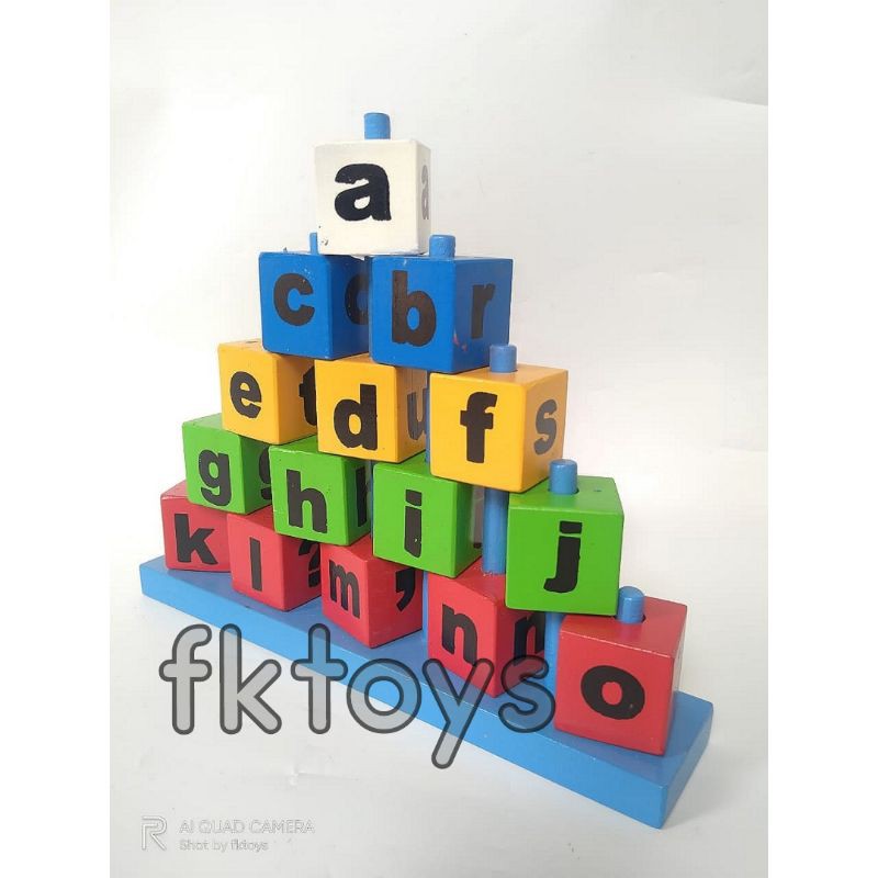 piramida balok huruf balok susun huruf /mainan edukasi