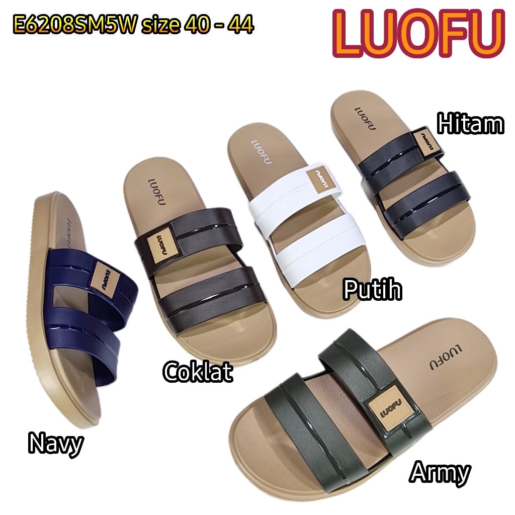 LUOFU ORIGINAL jelly sandal karet empuk murah pria selop sandal cowok import ban 2 sendal E6208SM5W