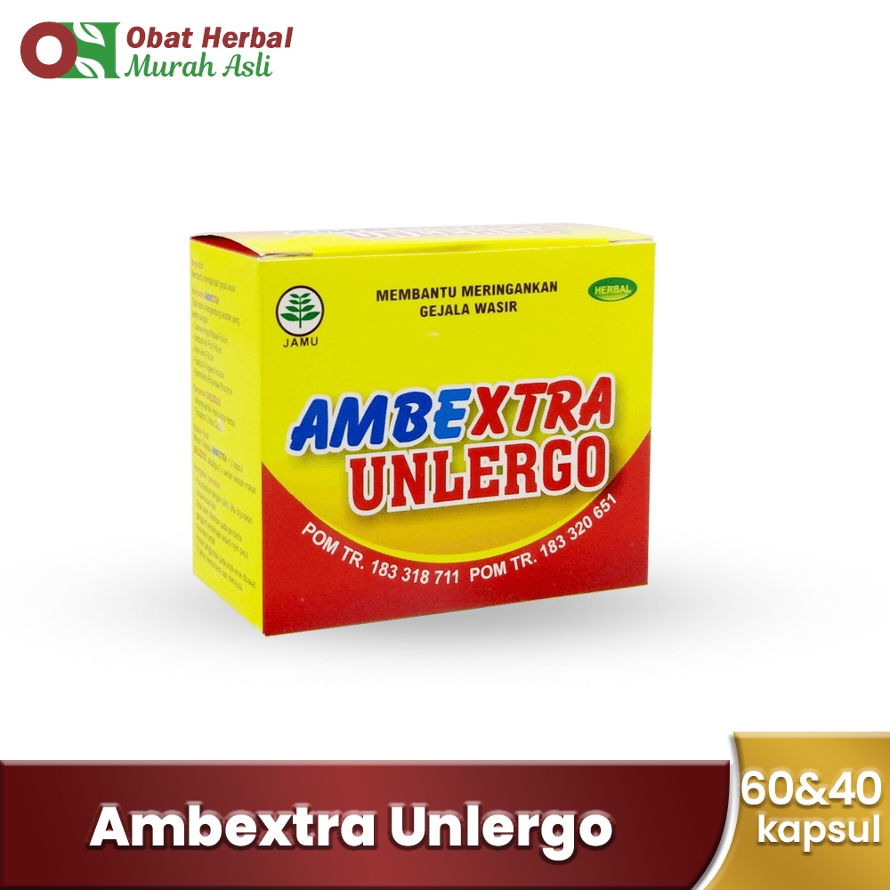 Unlergo isi 40 kapsul - Herbal untuk untuk mencegah dan mengobati / meringankan penderita ambeien / wasir akut dengan gejalanya yang disertai benjolan hingga mengeluarkan darah .