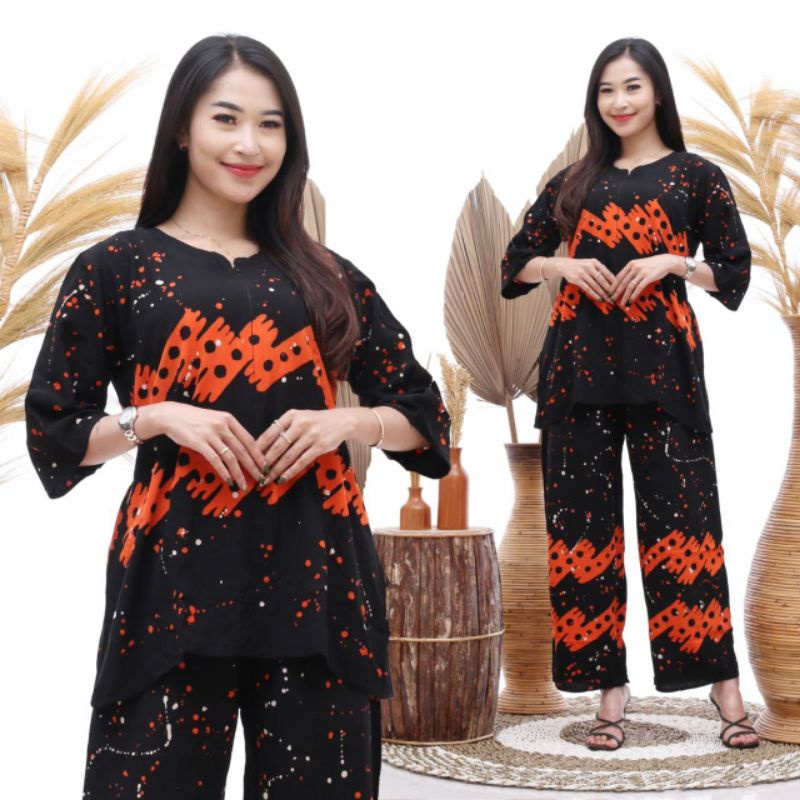 SET WANITA ONE SET RAYON SUPER SETELAN BAJU SANTAY BATIK CAP MALAMAN