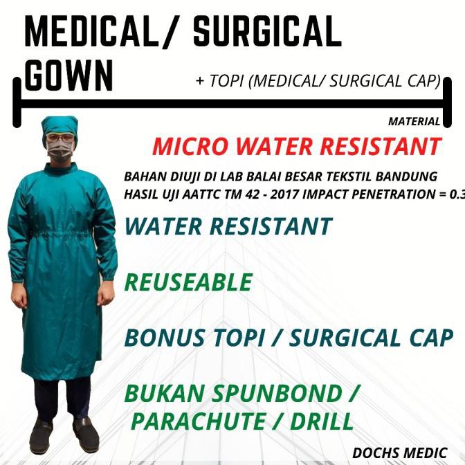 Surgical Gown / APD Surgical Gown / Jubah Operasi / Jubah Medis - Putih