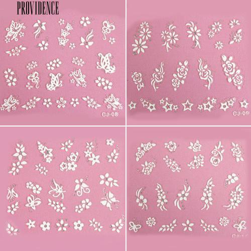 [Bayar Di Tempat] 50 Pcs Desain 3D Nail Art Sticker Tips Bunga Kupu-kupu Manicure Beauty Decals