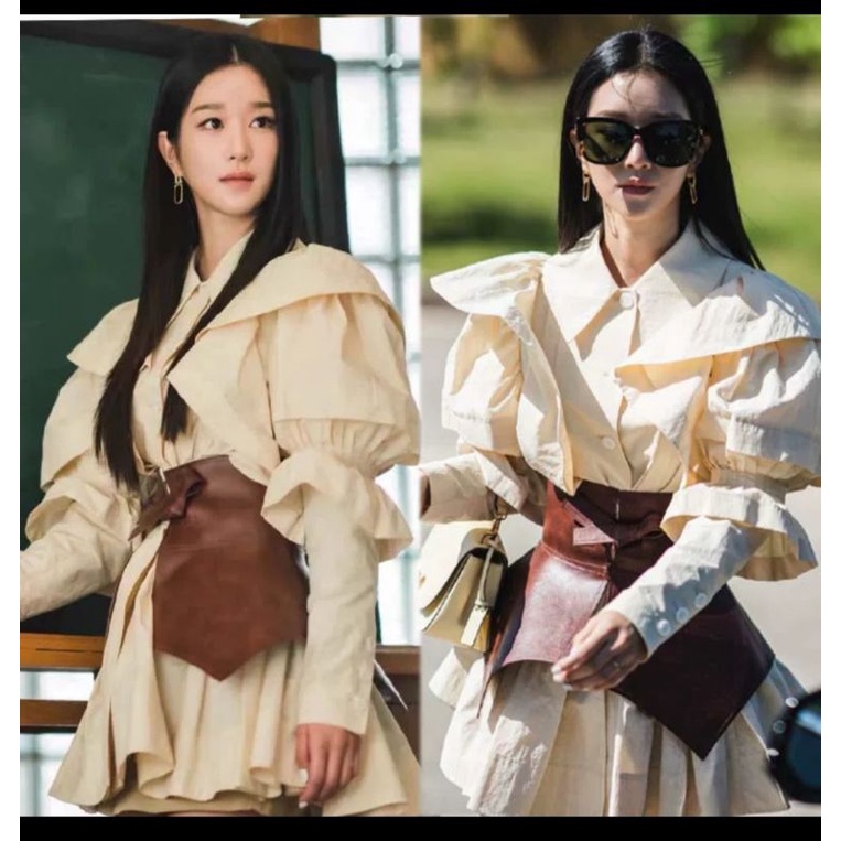 VN ITS OKAY NOT BE OKAY KO MOON YOUNG DRESS KOREAN WITH OBI LEATHER DRESS SET