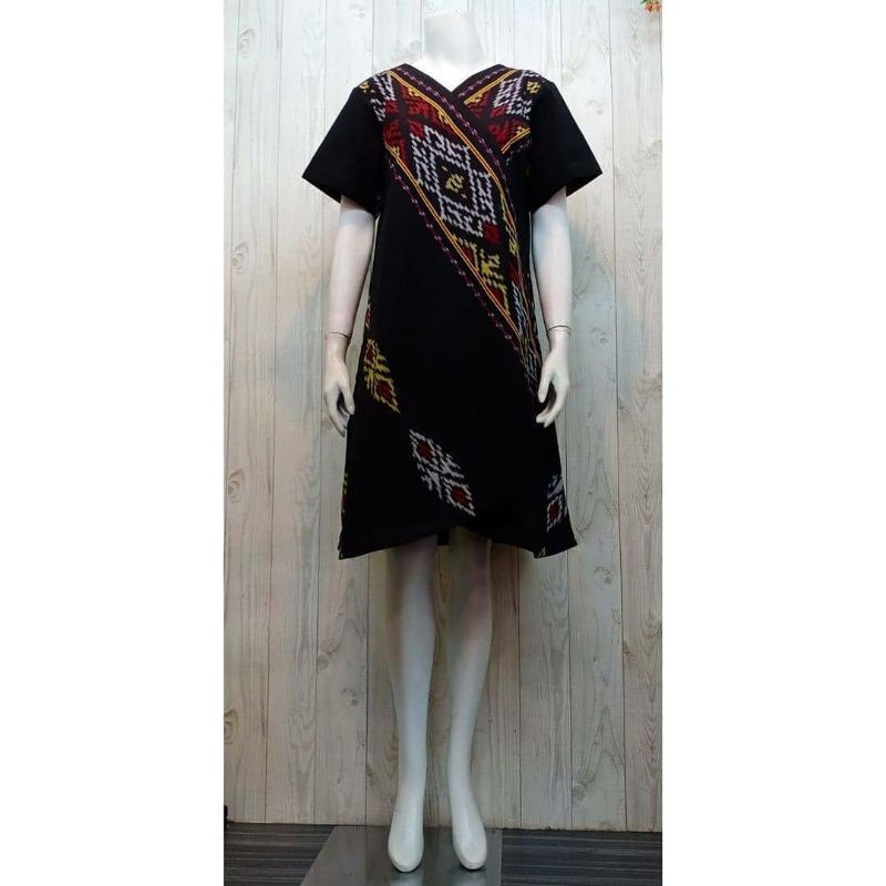 dress tenun ikat jepara motif rote baju pesta tenun jepara Dtb133