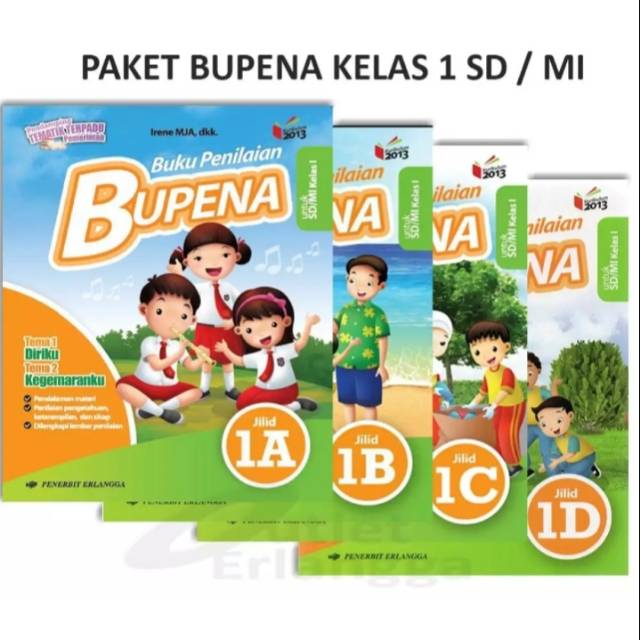 Harga satuan buku teks pendamping tematik buku penilaian BUPENA k13 kelas 1ABCD erlangga