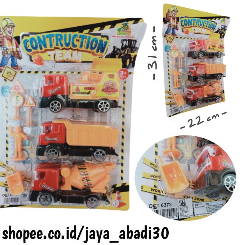 MAINAN MOBIL TRUK KONSTRUKSI 3PC CONSTRUCTION TRUCK OCT6373