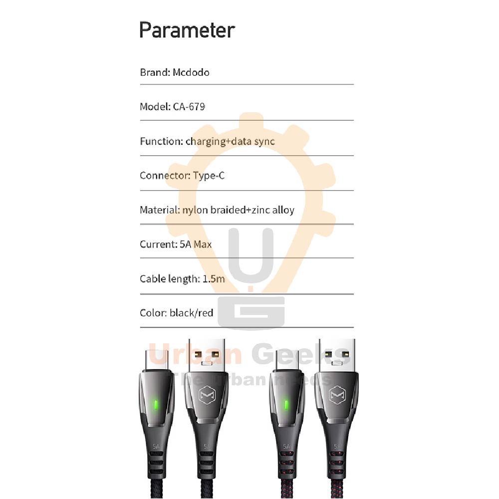 Mcdodo Kabel Data Super Charge QC 4.0 5A VOOC Type C Auto Power Off