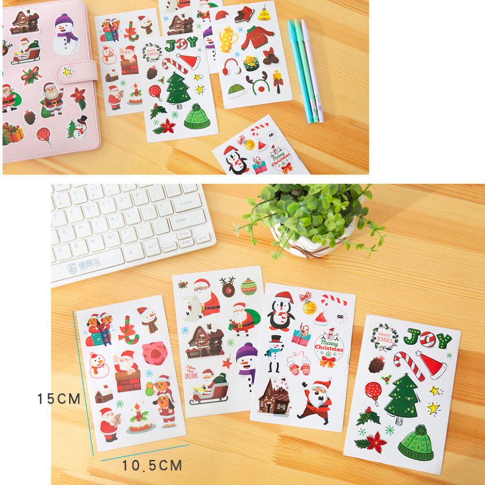 Populer 10pcs Stiker Tag Pohon Santa Hewan Manusia Salju Alat Tulis Stiker Hias