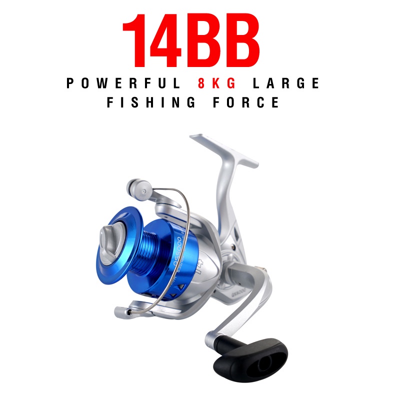 Qs1000-7000 Series 5.2: 1 Trolling Reel Pancing Kecepatan Tinggi 14BB Drag Max 5kg