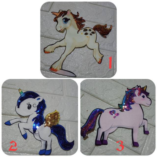 Aplikasi bordir patch kuda pony led musik 20cm full body