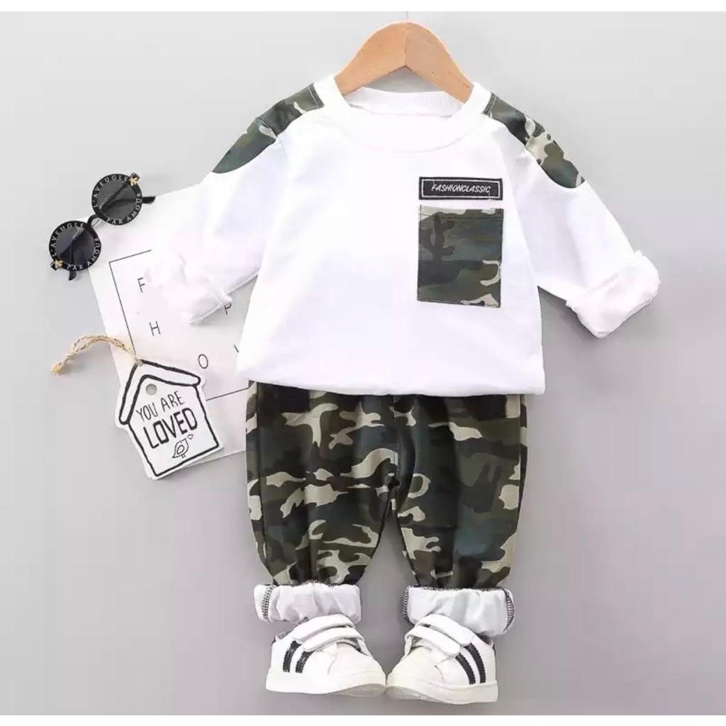 COD SETELAN ANAK ARMY KIDS 1-5 TAHUN SETELAN NAUFAL KIDS ARMY SETELAN ANAK ANAK BAJU ANAK LAKI LAKI-PUTIH