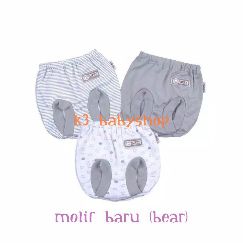 3pcs celana pop Fluffy seri abu grey putih white SNI celana pendek bayi anak fluffy babywear