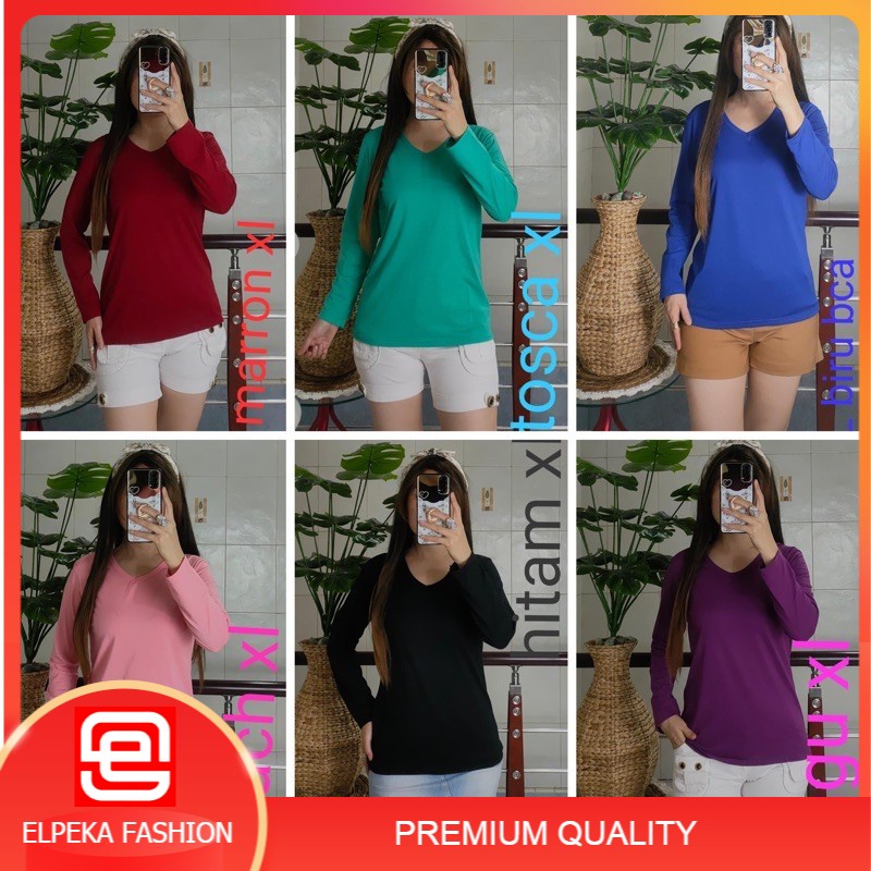 MANSET BAJU LENGAN PANJANG / INNER DEKER / KAOS POLOS WANITA - SERI WARNA 2/2