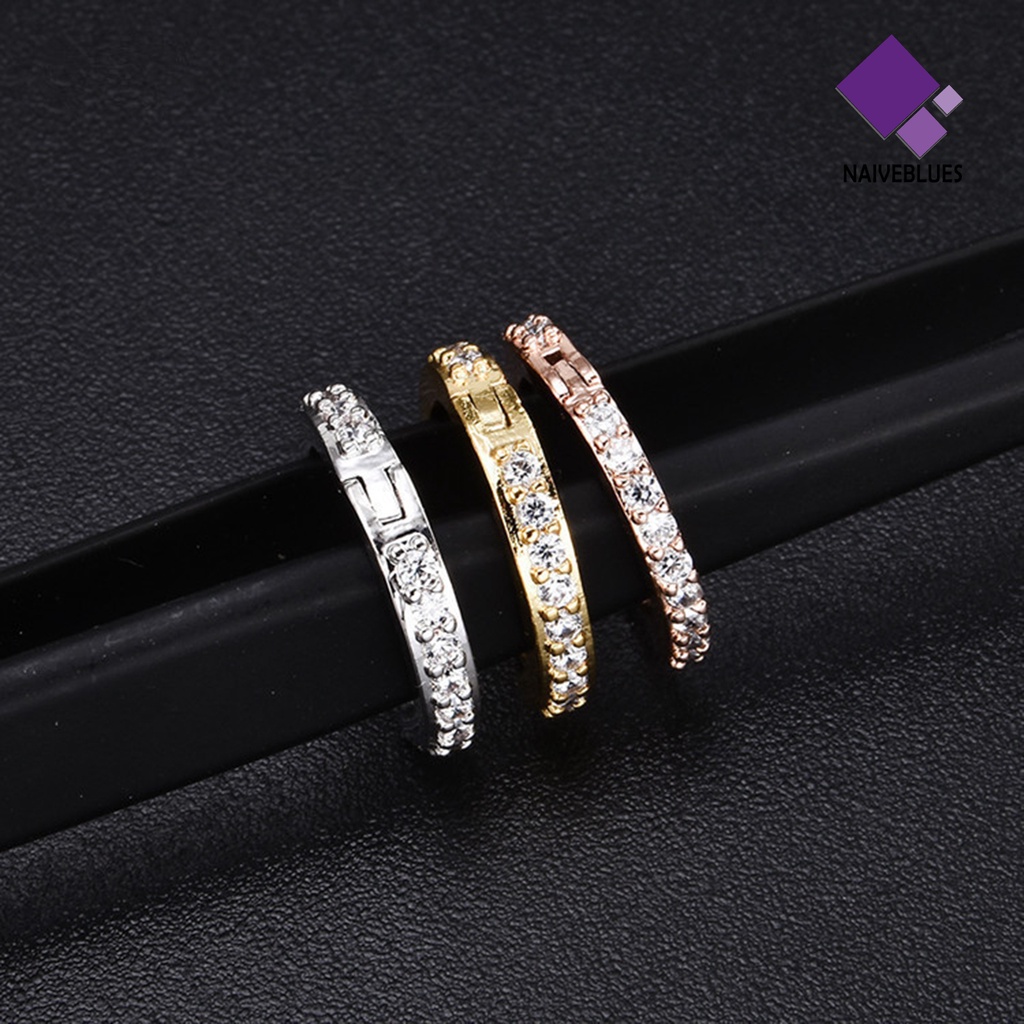 Anting Stud Bentuk Lingkaran Mini Aksen Berlian Imitasi Untuk Wanita
