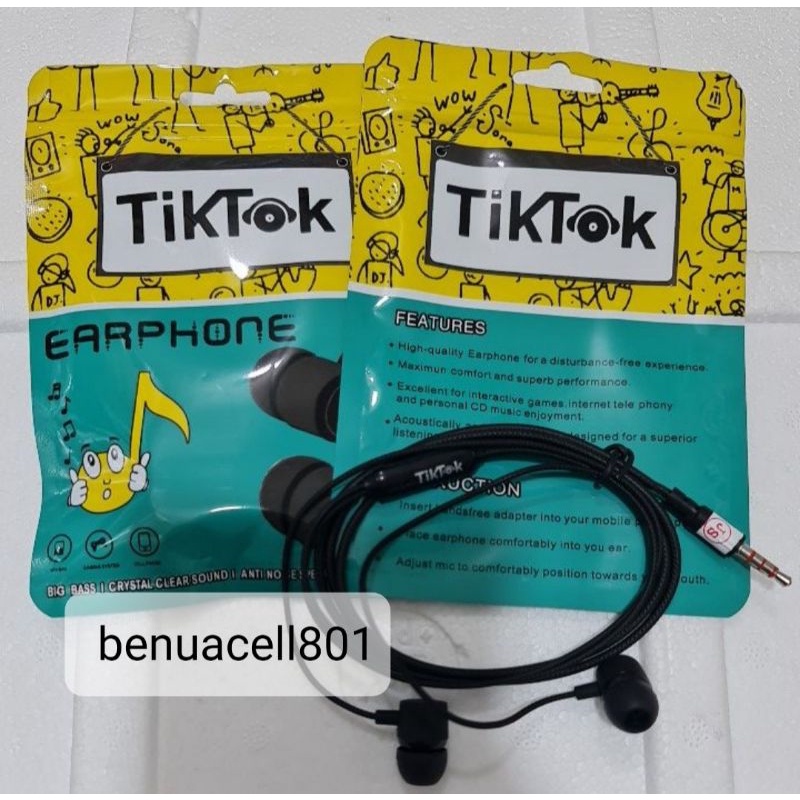 Handsfree earphone headset TIKTOK