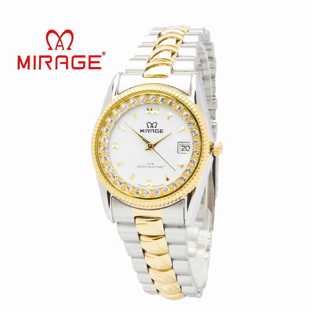 Jam Tangan Mirage wanita Rx permata kombinasi tanggal aktif Garansi Original 1 tahun Anti Karat-1