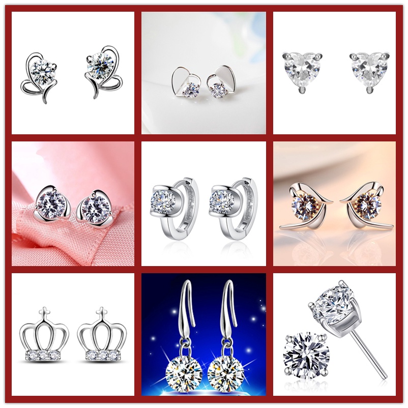 Anting Tusuk Bentuk Hati Bahan Sterling Silver 925 Anti Alergi Untuk Wanita