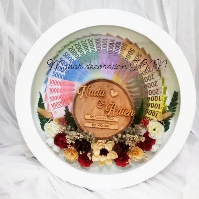 Mahar bulat uang rustik pernikahan