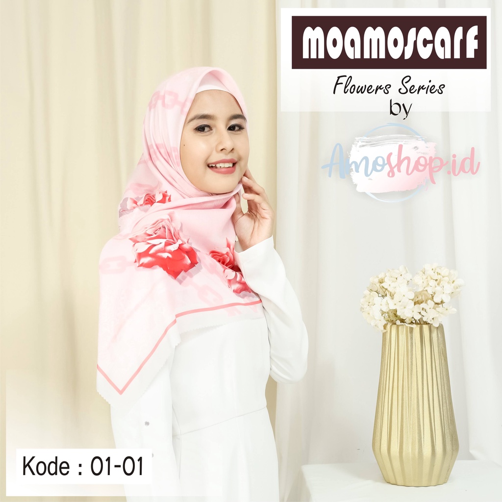 Hijab Segi Empat Motif Premium Lasercut Murah Scarf Flower Series