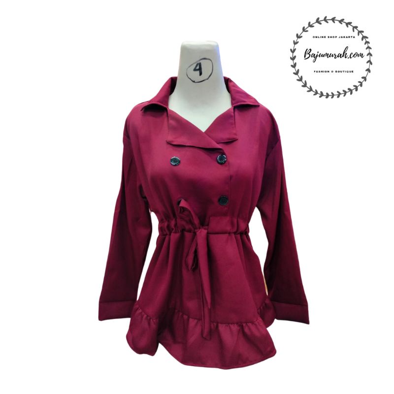 BM ~ Atasan Bangkok serut model Korean style moscrepe lengan panjang COD |Blouse wanita Korean style-4