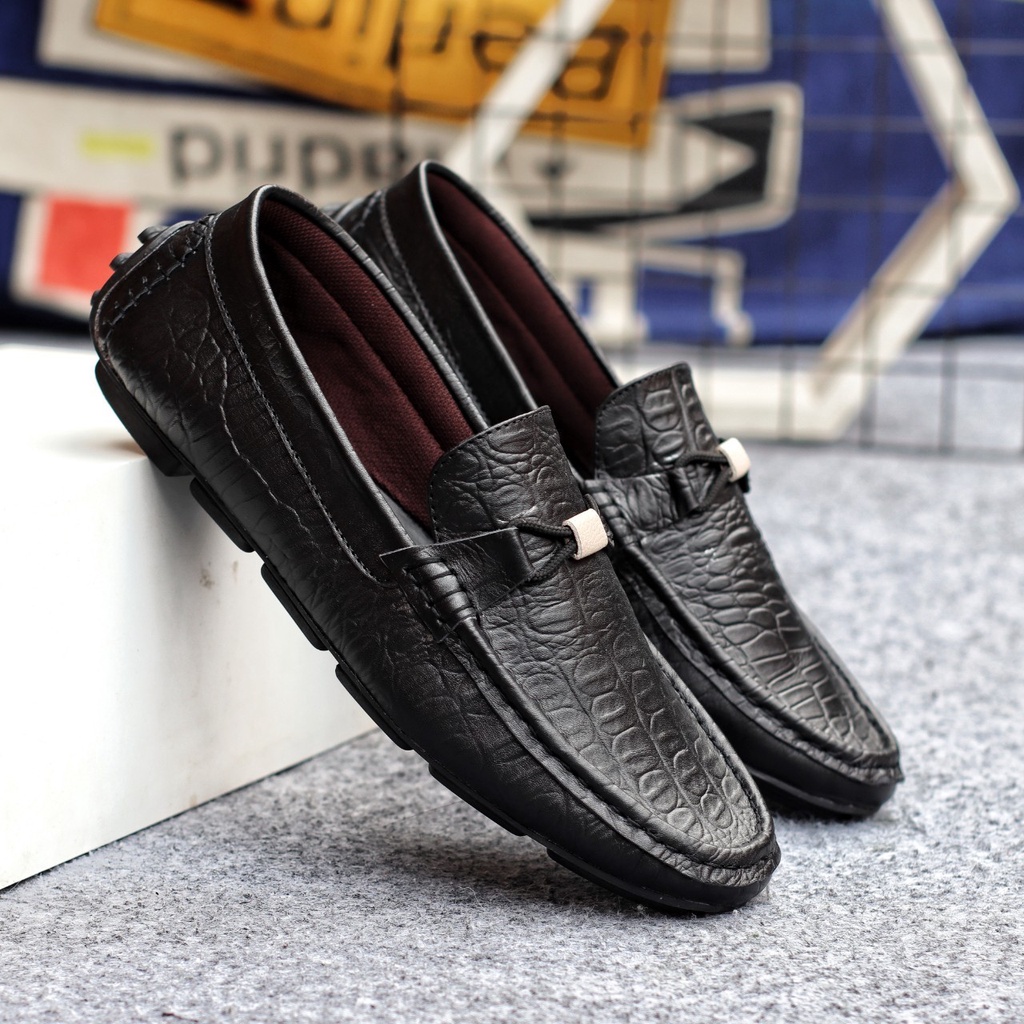 MOLK|Sepatu Kasual Slip On pria Kulit Asli Selop Slop Kerja Santai Kuliah Semi Formal Footwear