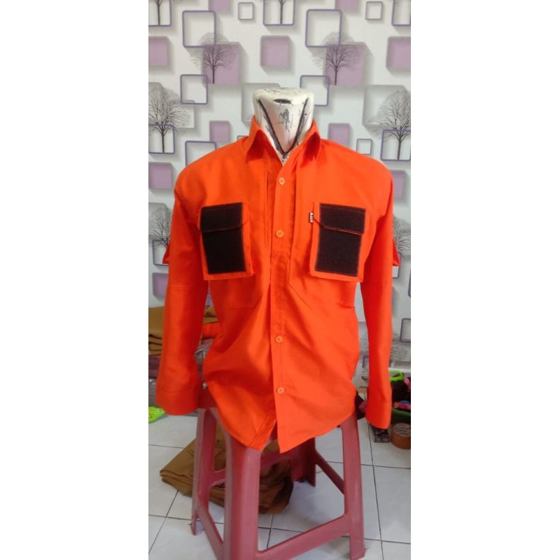 Kemeja tactical orange/Kemeja basarnas/Kemeja bpbd/Baju tactical/Kemeja orange tactical