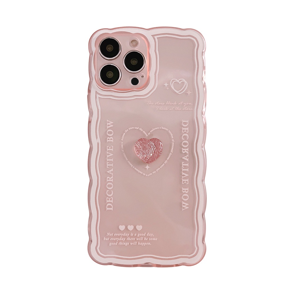 IPHONE 3d Pink Glitter Kristal Hati Lembut Transparan Phone Case Cover Untuk Iphone7 8 PLUS X XR XS 11 12 13 14 MINI PRO MAX Se2020