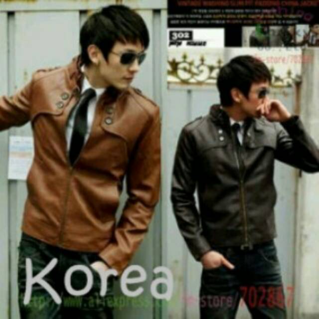 Jaket korea Kancing / Jaket Pria Murah / Jaket kulit keren