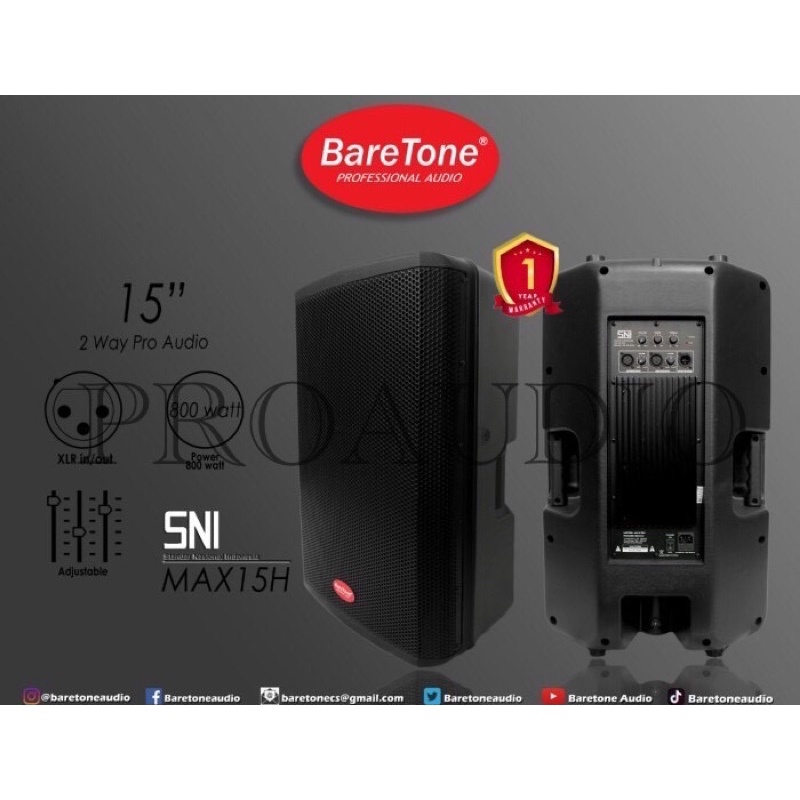 Speaker Aktif Baretone 15 inc MAX 15 H / MAX 15H 800 Watt Original
