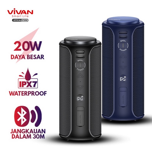 Speaker Bluetooth VIVAN VS30 Portable Waterproof IPX7 Subwoofer 20W 15 Jam