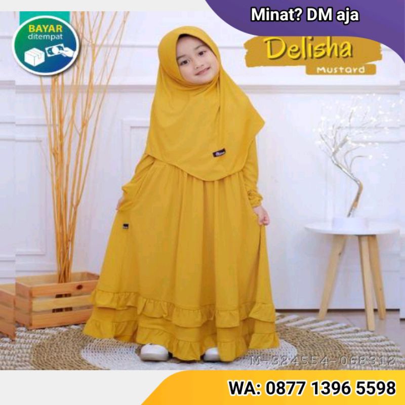 PAKAIAN MUSLIM ANAK PEREMPUAN DELISHA KIDS ITY CREPE