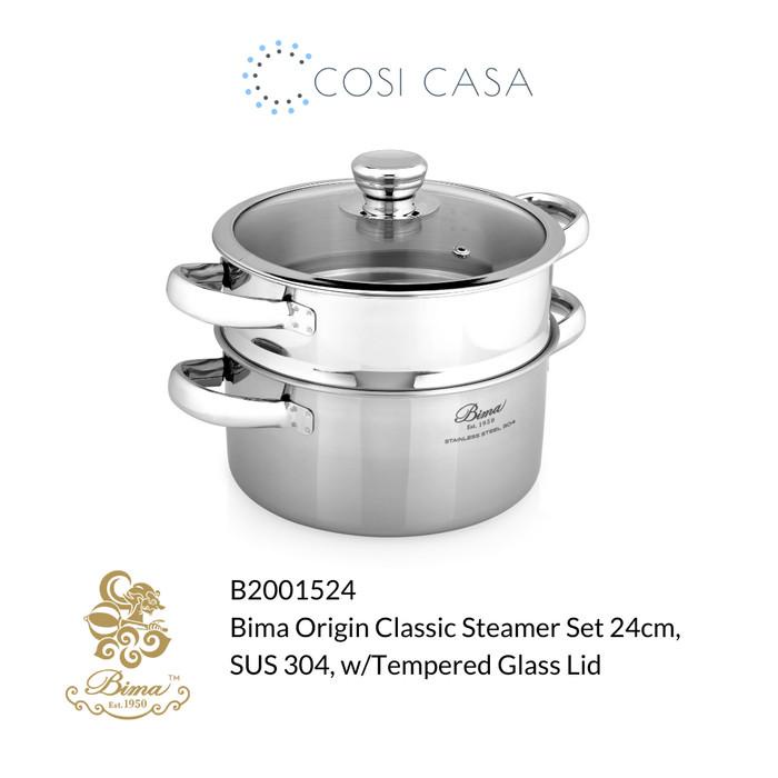 Panci Bima Origin Classic Steamer Set 24Cm,Sus 304,W/ Tempered Glass Lid