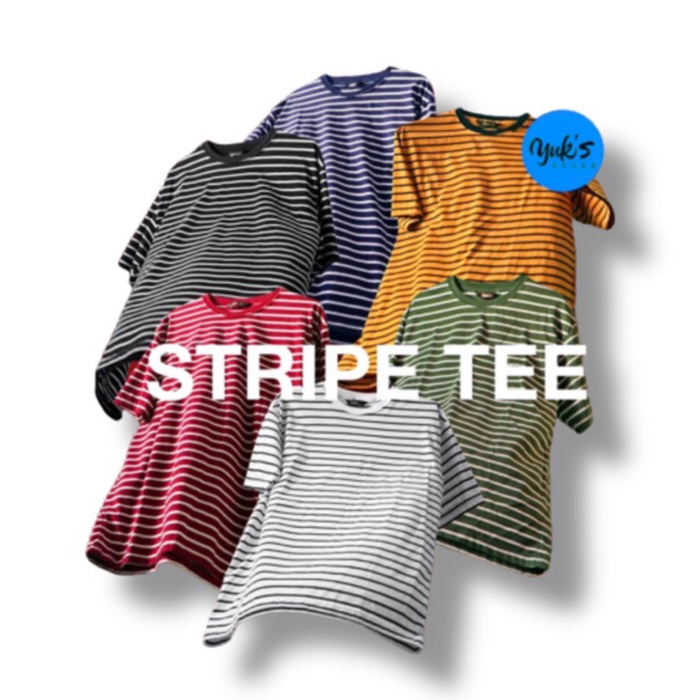 KAOS OVERSIZE STRIPE POLOS OVERSIZED SALUR STRIPED BAJU STRIP BELANG GARIS PRIA &amp; WANITA TEBAL &amp; LEMBUT