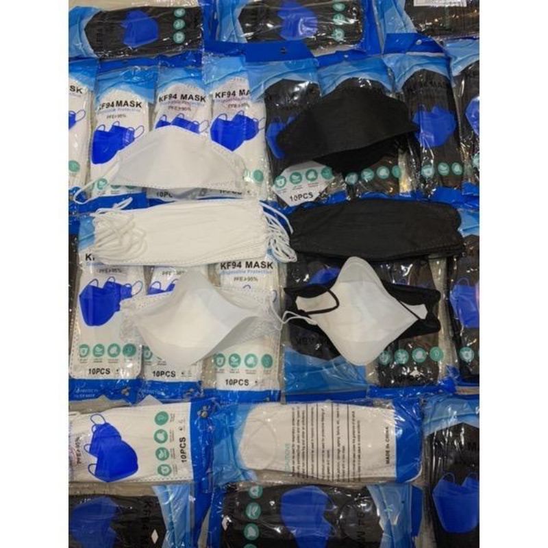 Maske kf94 EARLOOP 4 ply hitam, putih harga/pack isi 10 pcs