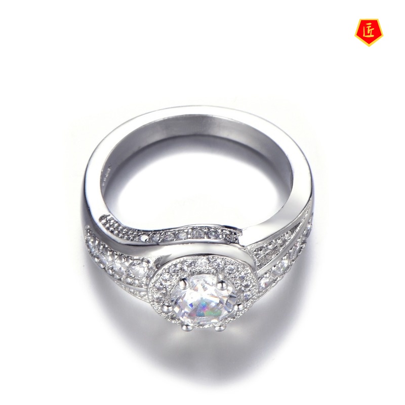 [Ready Stock]925 Silver Ring Full Diamond Spring Shape Creative Fashion