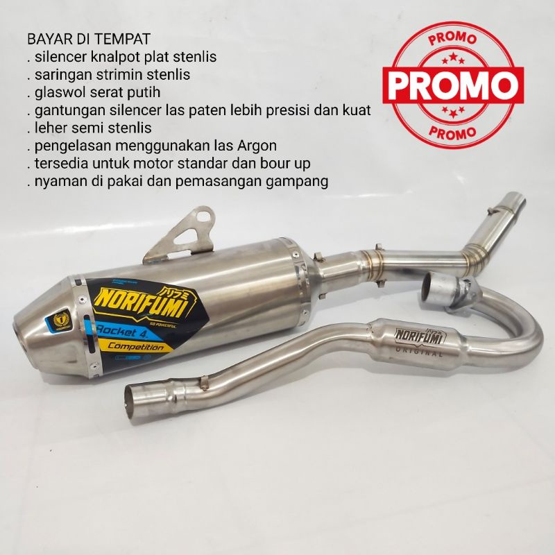 JK KNALPOT NORIFUMI ROCKET 4 KOMPETISI MOTOR CRF 150L/KLX 150/WR 155/DTRACKER 150/KLX TIGER/KLX MP