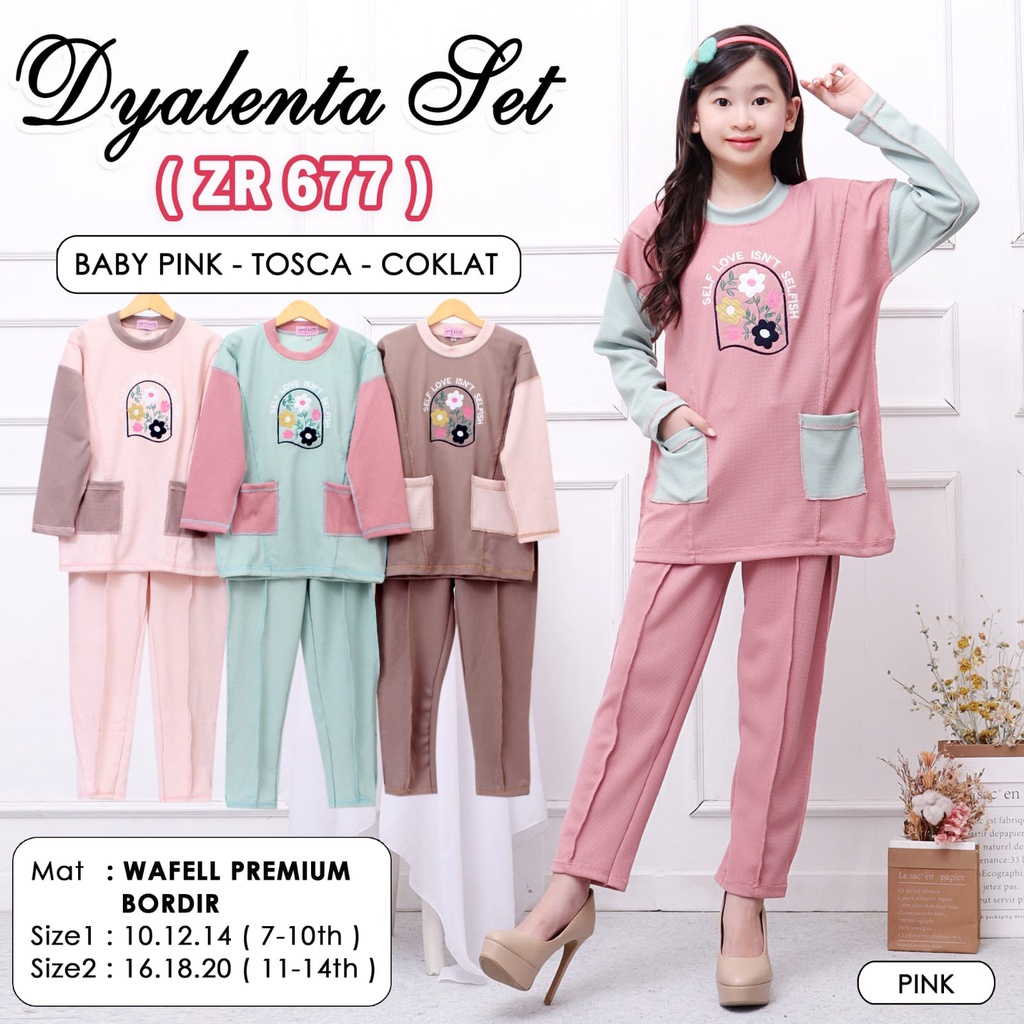 ( 7 - 14 TAHUN ) BAJU SETELAN CELANA PANJANG BOLAK BALIK VIRAL ANAK PEREMPUAN TANGGUNG /DYALENTTA SE