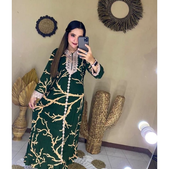 daster lengan panjang busui renda/Arab,longdres renda/arab